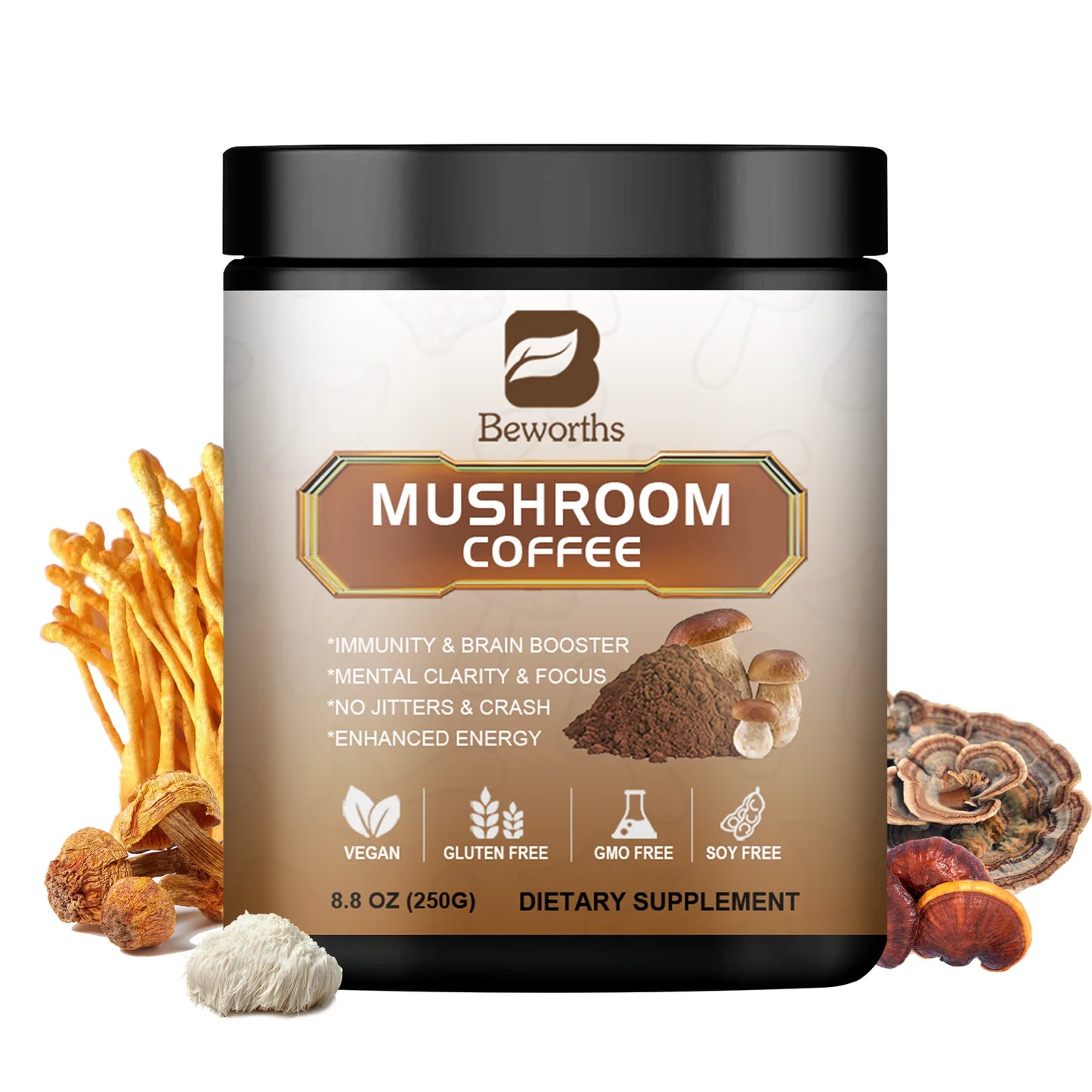 250G Mushroom Coffee Mixed Reishi & Lion's Mane Mushrooms