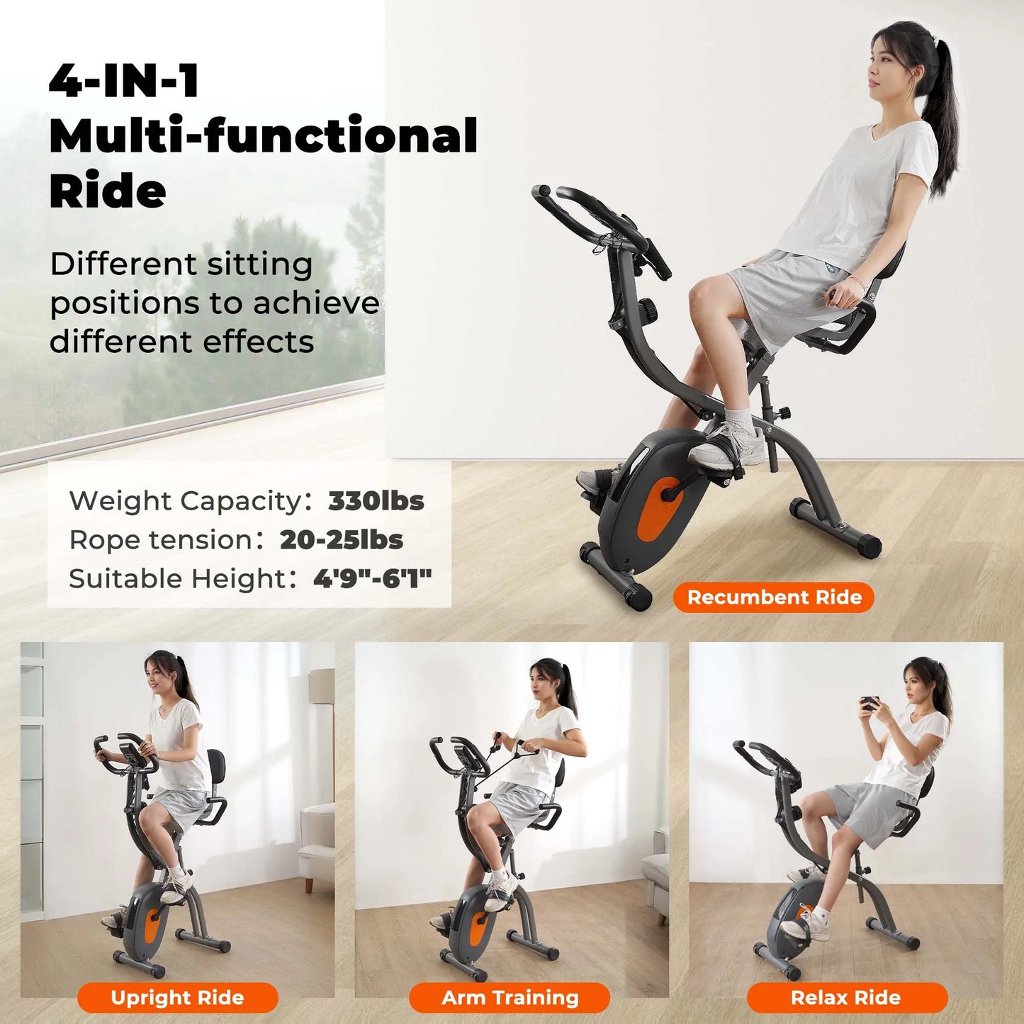 Folding Exercise Bike w LCD Monitor