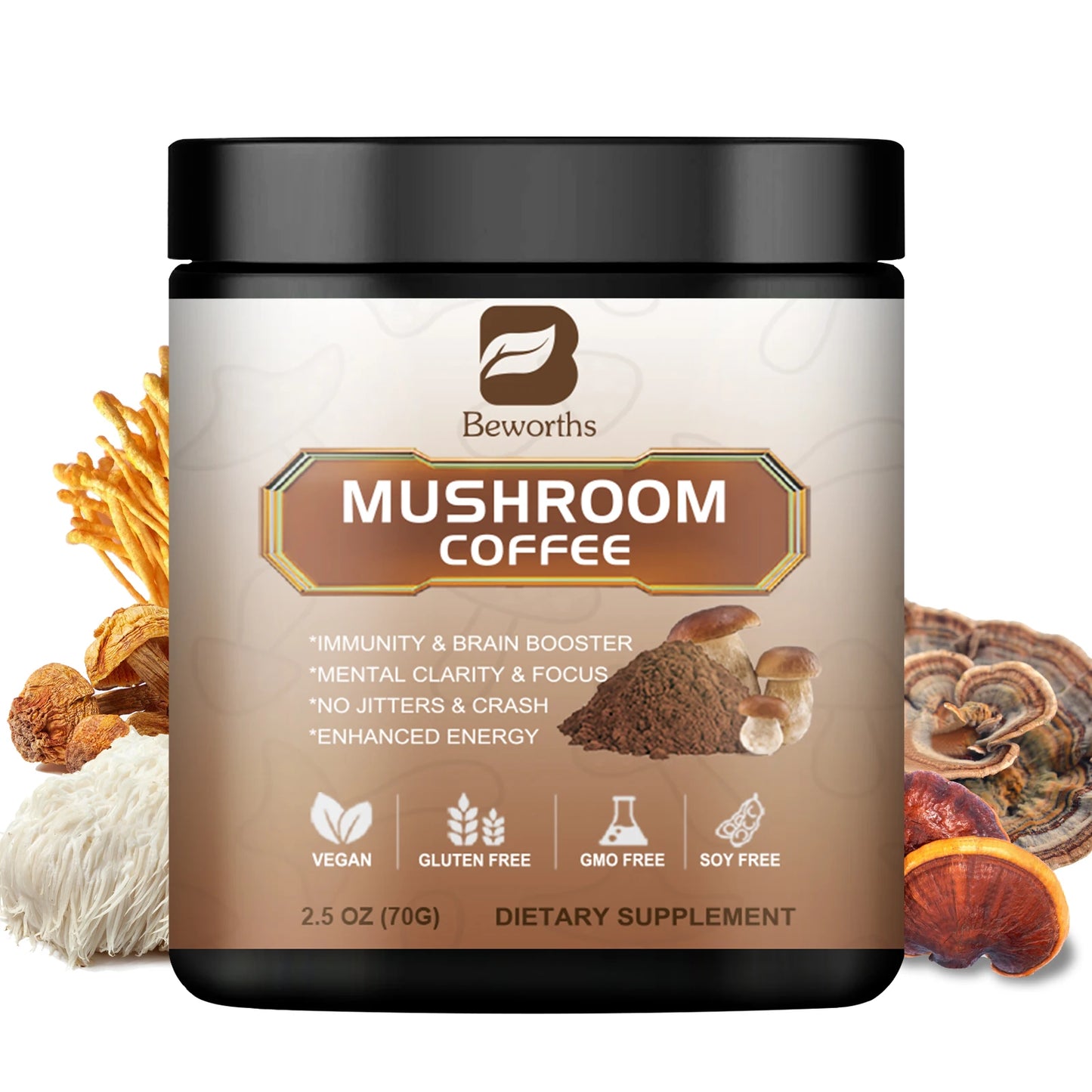 Organic Lion Mane Mushroom Coffee with Reishi