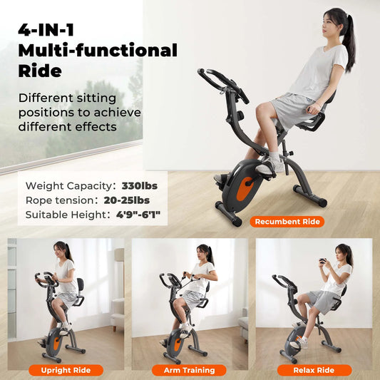 Folding Exercise Bike w LCD Monitor
